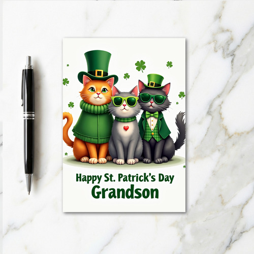 St Patricks Day Felines Glitter Card