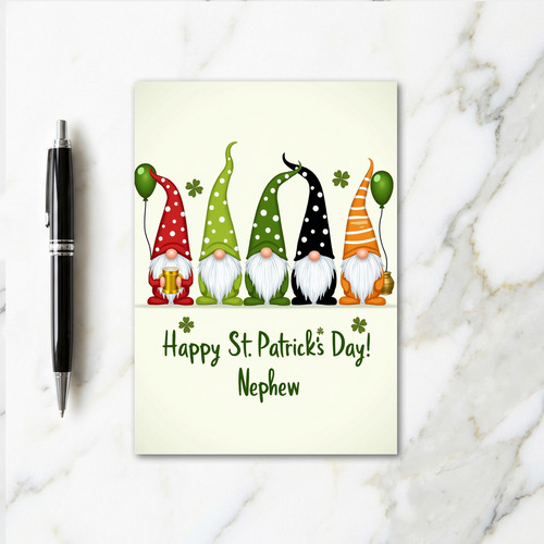 St Patricks Day Gnomes Nephew Card