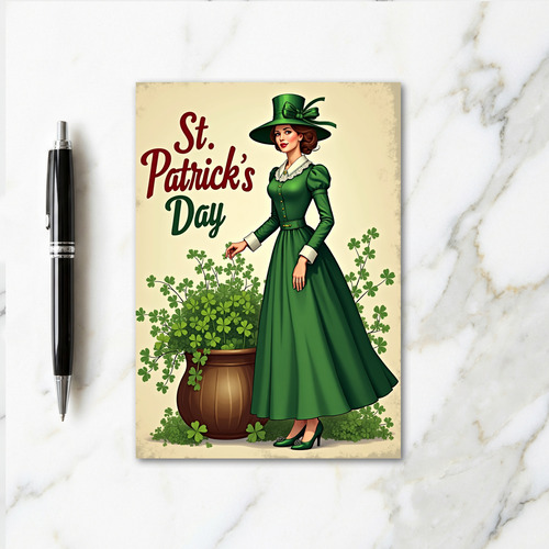 St Patricks Day Green Lady Card