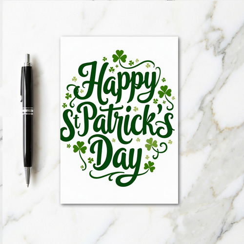 St Patricks Day Green Script Card