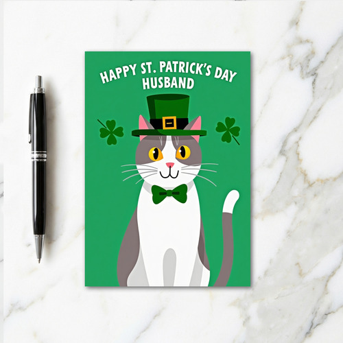 St Patricks Day Husband Cat Card