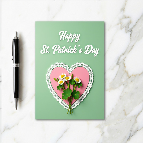 St Patricks Day Lace Heart Card