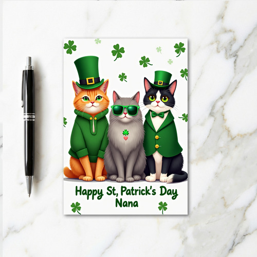St Patricks Day Nana Cat Card