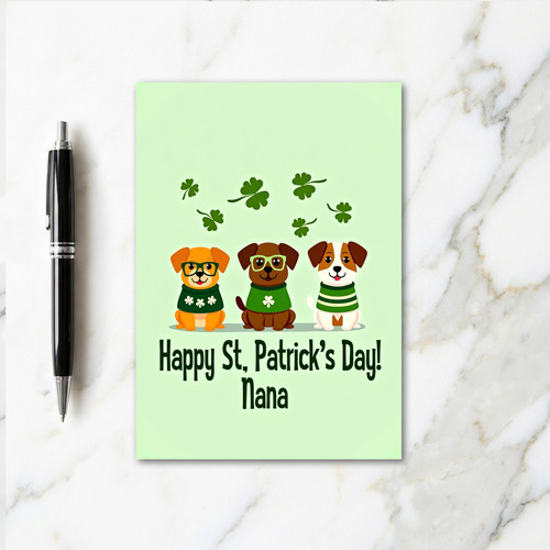 St Patricks Day Nana Puppy Card