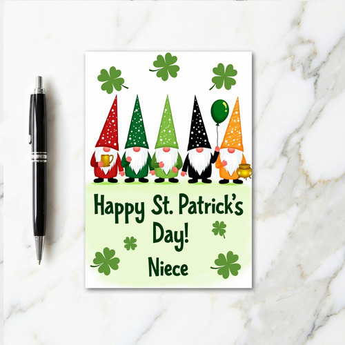 St Patricks Day Niece Gnome Card