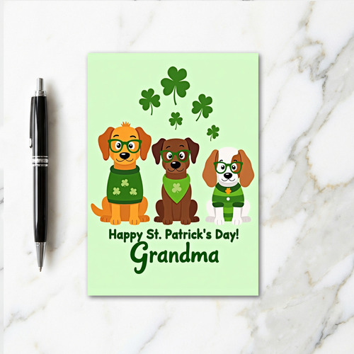 St Patricks Day Puppies Grandma Card