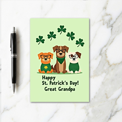 St Patricks Day Puppies Grandpa Card