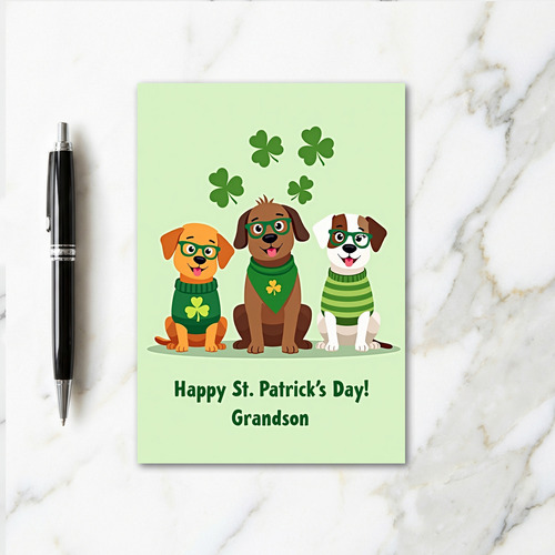 St Patricks Dogs Cartoon Style Card