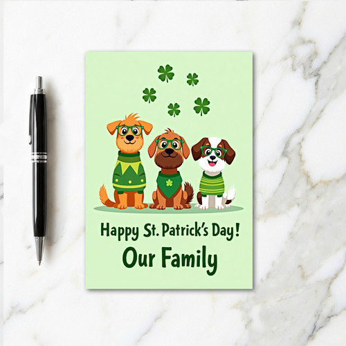 St Patricks Dogs Glitter Texture Card