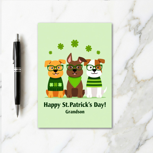 St Patricks Dogs Grandson Card