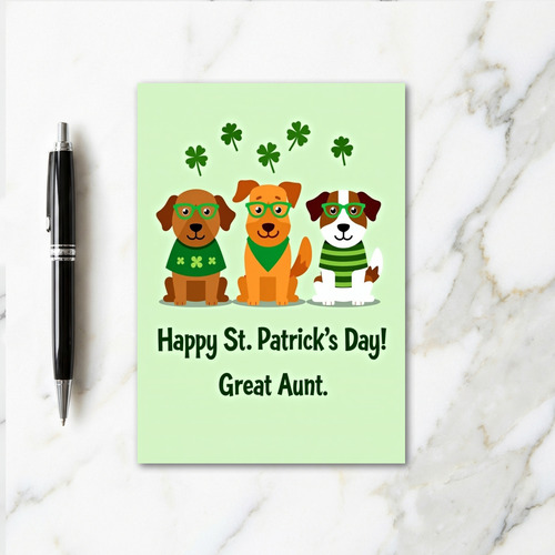St Patricks Dogs Great Aunt Card