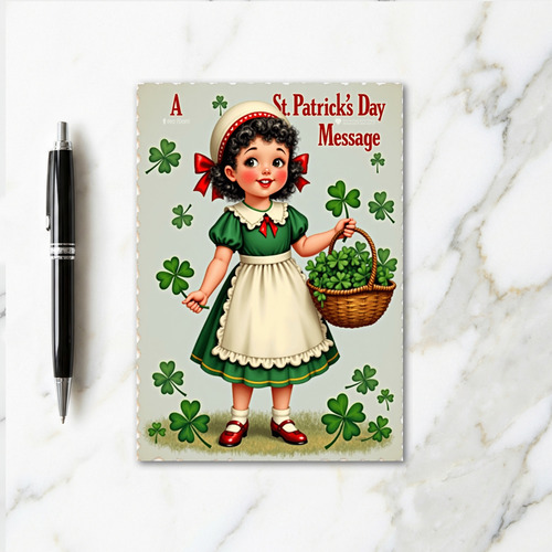 St Patricks Girl Glitter Texture Card