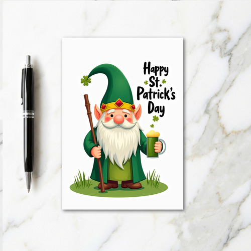 St Patricks Gnome Clover Pattern Card