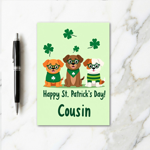 St Patricks Puppies Cousin Card