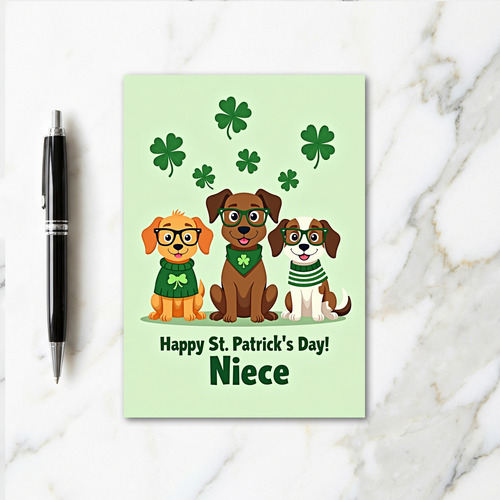 St Patricks Puppies Niece Card