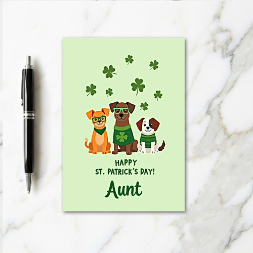 St Patricks Pups Faux Gold Foil Card