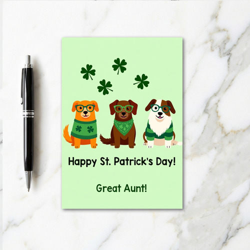St Patricks Pups Great Aunt Card