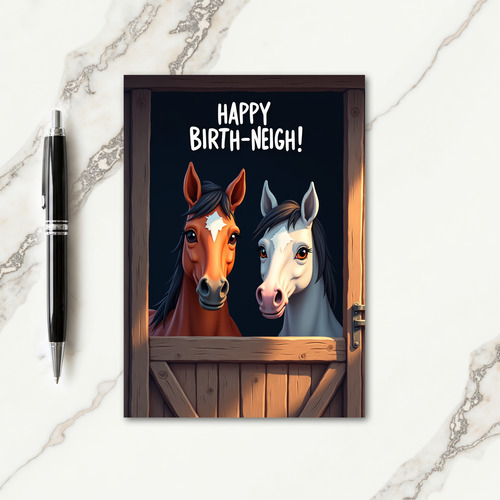 Stable Horses Birthday Card