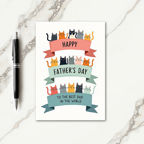 Stacked Cats Fathers Day Card