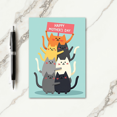 Stacked Cats Mothers Day Card