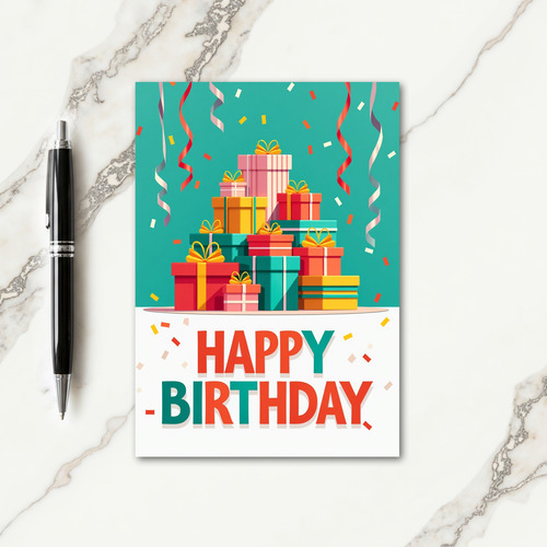 Stacked Gift Birthday Card