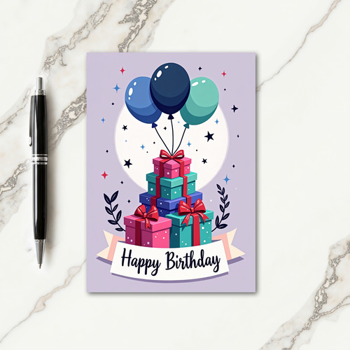 Stacked Gifts Birthday Card