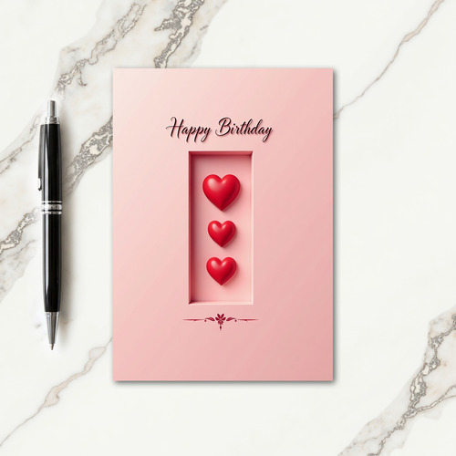 Stacked Hearts Birthday Card