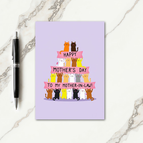 Stacked Kitties Mothers Day Card