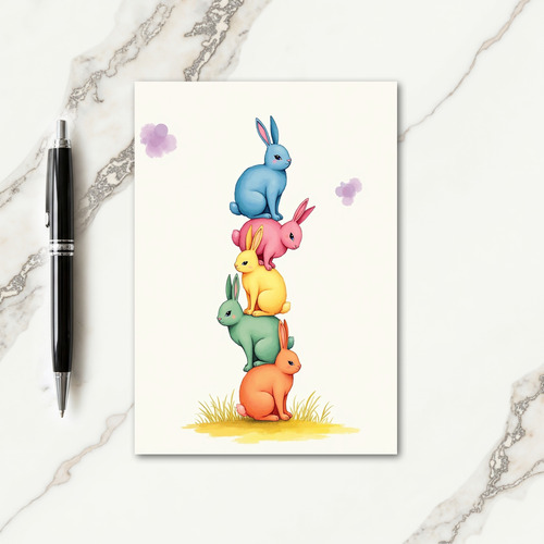 Stacked Pastel Animals Card