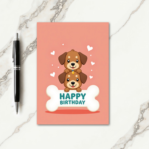 Stacked Puppy Birthday Card