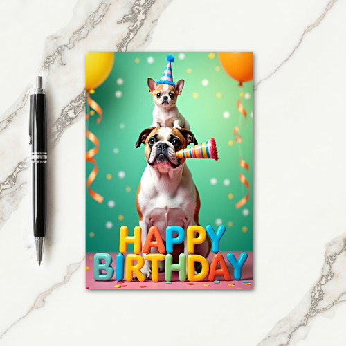 Stacked Pups Party Card
