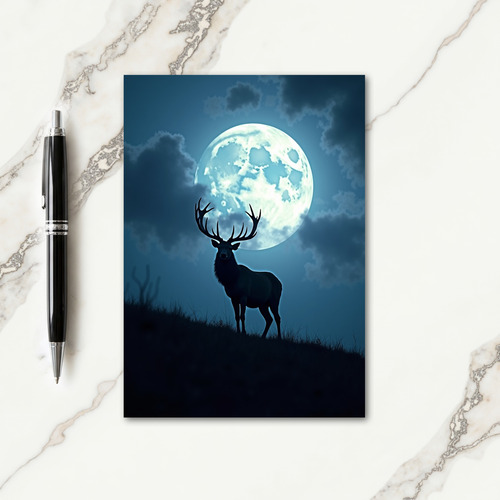 Stag Moonlit Christmas Card