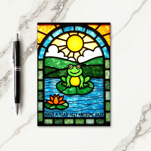 Stained Glass Frog Birthday Card