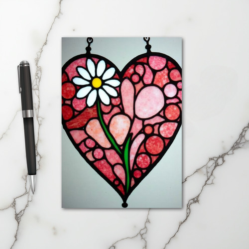 Stained Glass Heart Daisy Card