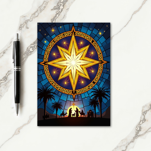 Stained Glass Star Christmas Card