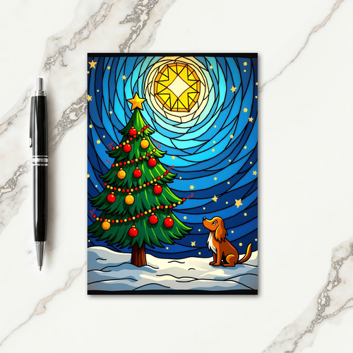 Stained Glass Winter Night Card
