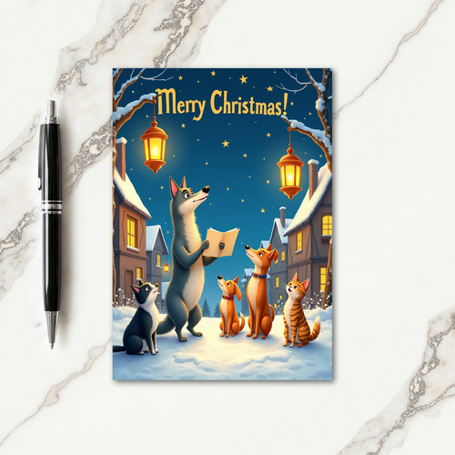 Starlit Animal Choir Christmas Card thumbnail