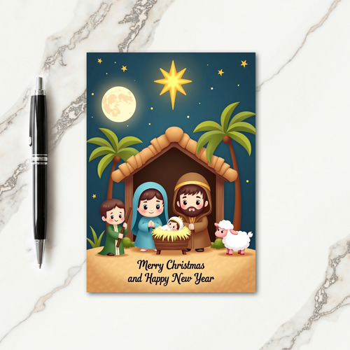 Starlit Nativity Christmas Card