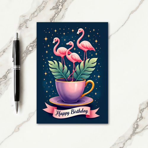 Starlit Teacup Birthday Card