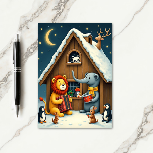 Starry Animal Christmas Card