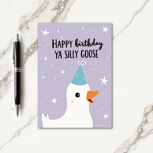 Starry Bird Birthday Hat Card