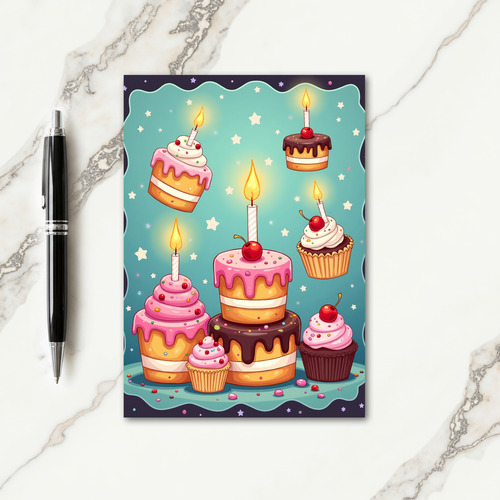 Starry Cake Birthday Card