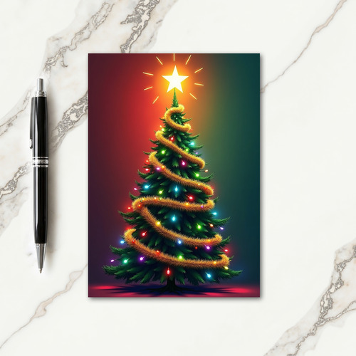 Starry Evergreen Christmas Card