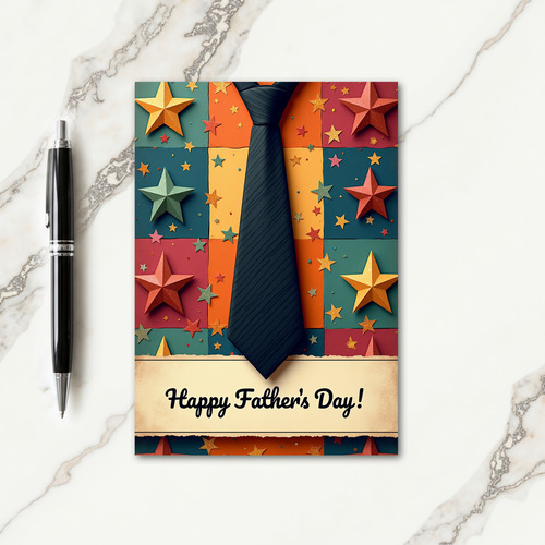 Starry Fathers Day Necktie Card