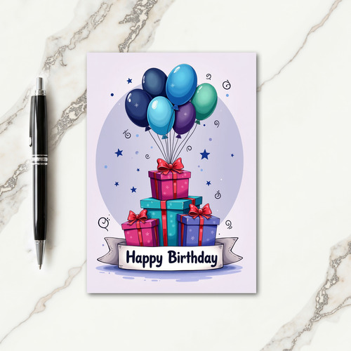 Starry Gift Birthday Card