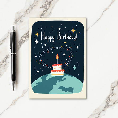 Starry Planet Birthday Card