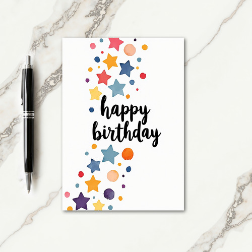 Starry Watercolor Birthday Card