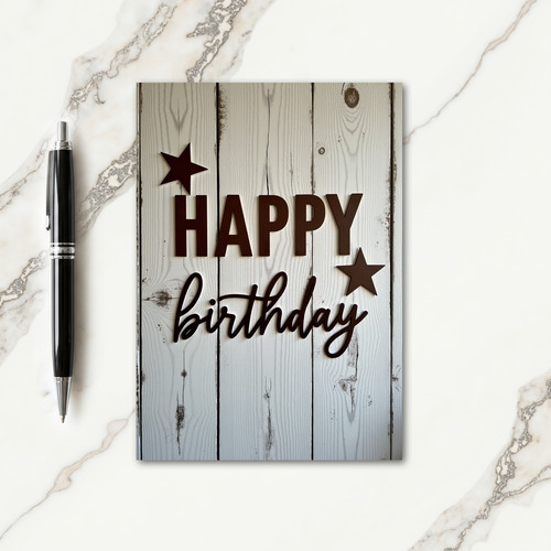 Starry Wood Birthday Card