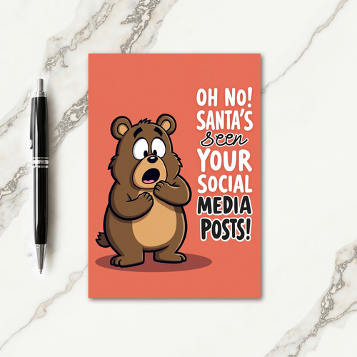 Startled Bear Christmas Card