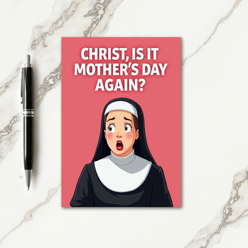 Startled Nun Mothers Day Card